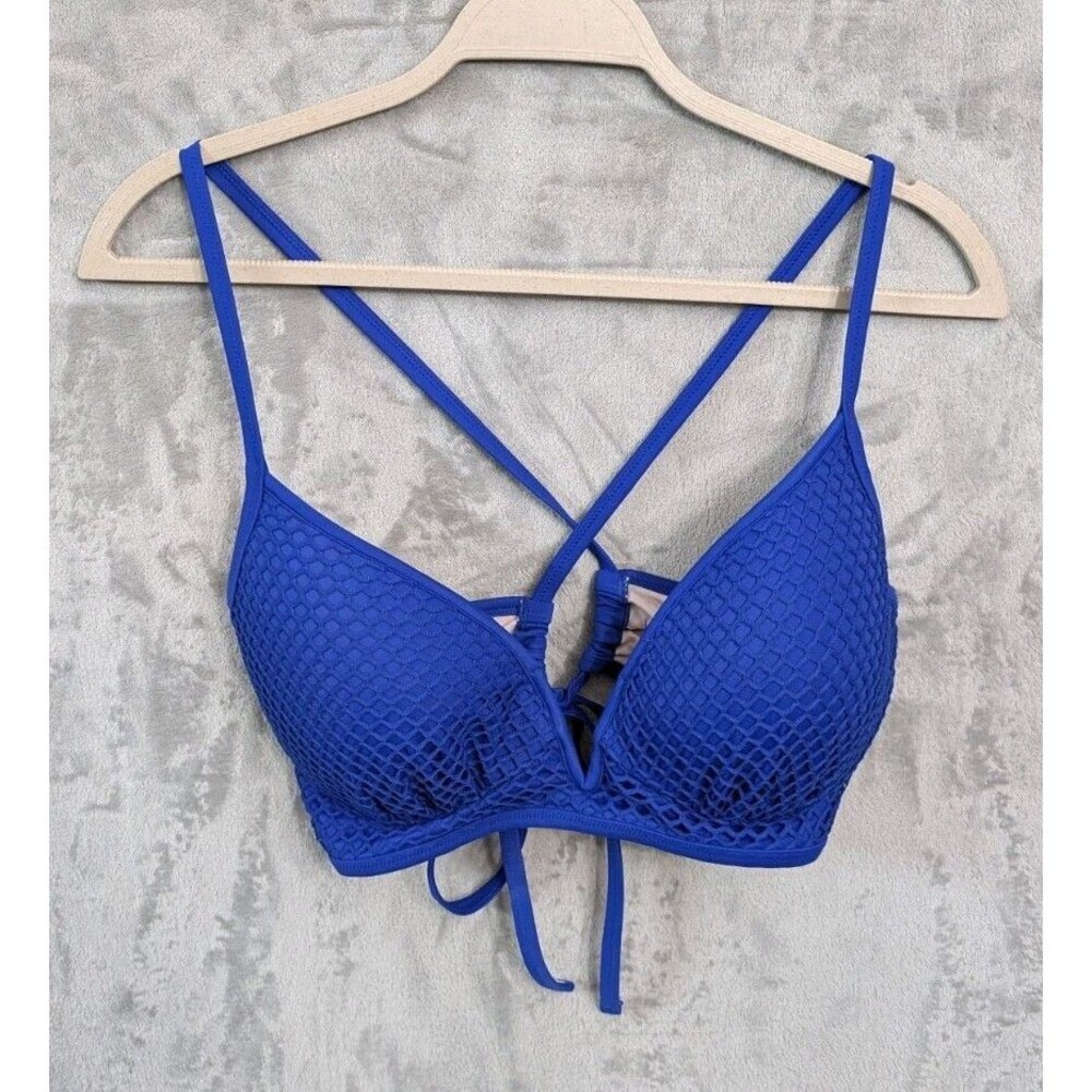 Shade & Shore Bikini Top 38B Woman's Royal Blue‎ Underwire Beach swimwear